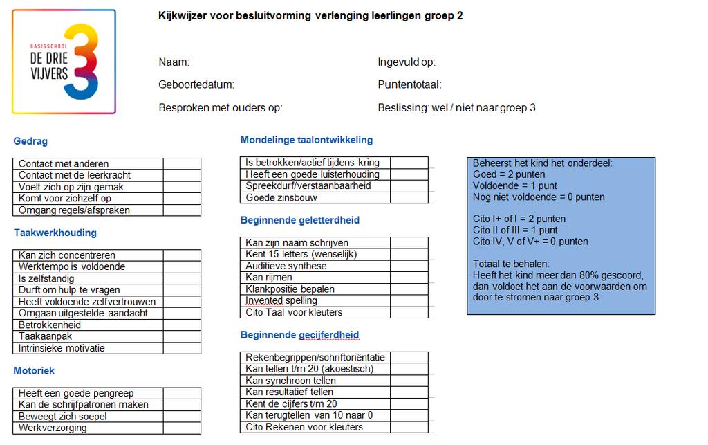 Protocol Doorstroom groep 2