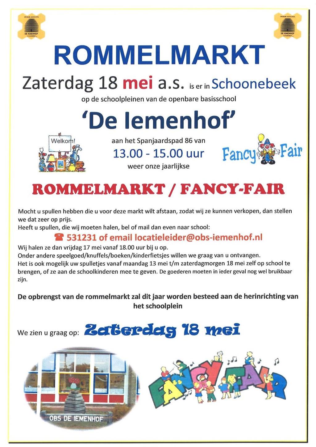 rommelmarkt op zaterdag 18 mei aanstaande!