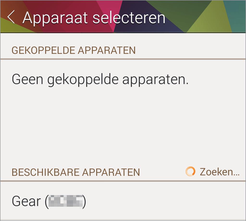 Aan de slag De Gear verbinden met een mobiel apparaat Installeer de Gear Manager op het mobiel apparaat en verbind de Gear met het apparaat via Bluetooth.