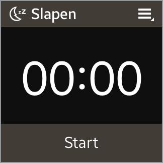 Applicaties Slaapduur vastleggen 1 Tik op Slapen op het startscherm. 2 Tik op Start. De slaapduur wordt weergegeven op het scherm wanneer de slaapopname wordt gestart.