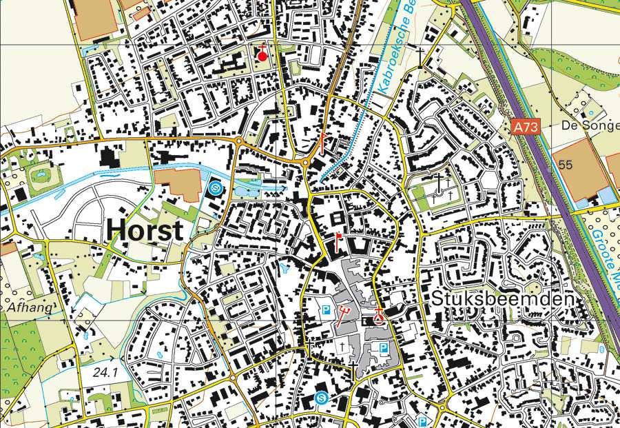 Figuur 2: Topografische kaart onderzoeksgebied en omgeving Huidige situatie Het onderzoeksgebied is gelokaliseerd ten westen van Horst, in het buitengebied.
