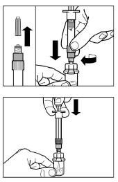 Stap 2 Verwijder de plastic dop van de injectieflacon en maak de rubberstop van de injectieflacon schoon met een alcoholdoekje.