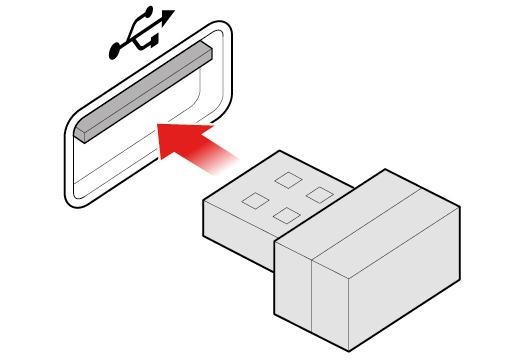 Figuur 12. De USB-dongle aansluiten op een USB-poort Figuur 13.