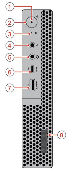 Hoofdstuk 1. Overzicht Dit hoofdstuk biedt basisinformatie om u vertrouwd te maken met uw computer. Voorkant Opmerking: Mogelijk ziet uw computermodel er enigszins anders uit dan op de afbeelding.