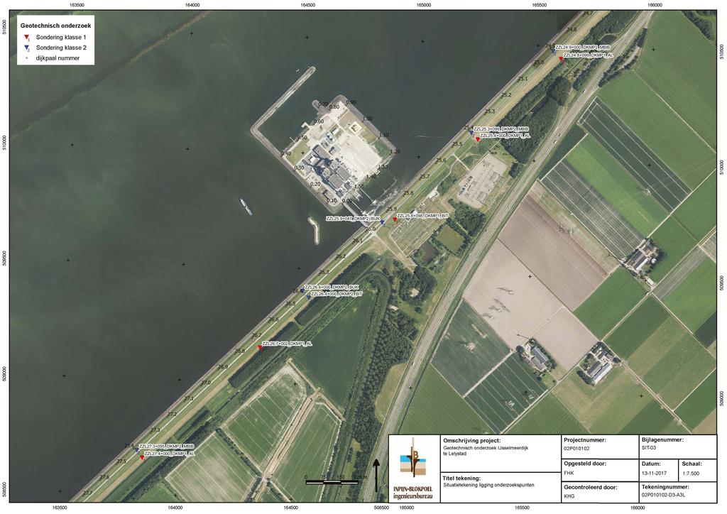 63500 ~ Sondering klasse ~ Sondering klasse 2 64000 64500 65000 65500 66000 rojectnummer: Geotechnisch onderzoek IJsselmeerdijk te Lelystad 020002 Opgesteld door: t--------------------lf atum: