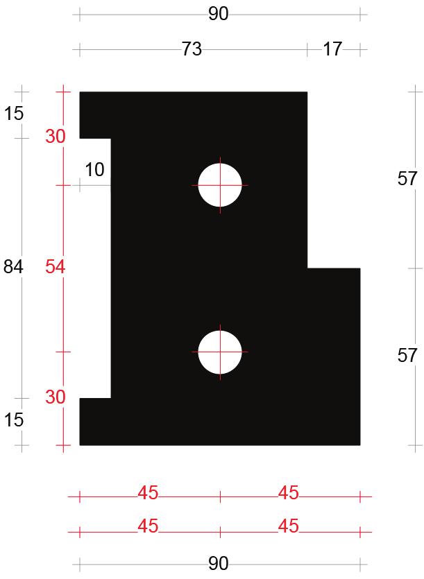 DTS onderdorpel binnendraaiend 67x114mm met loodsponning Binnensponning: 57x17mm