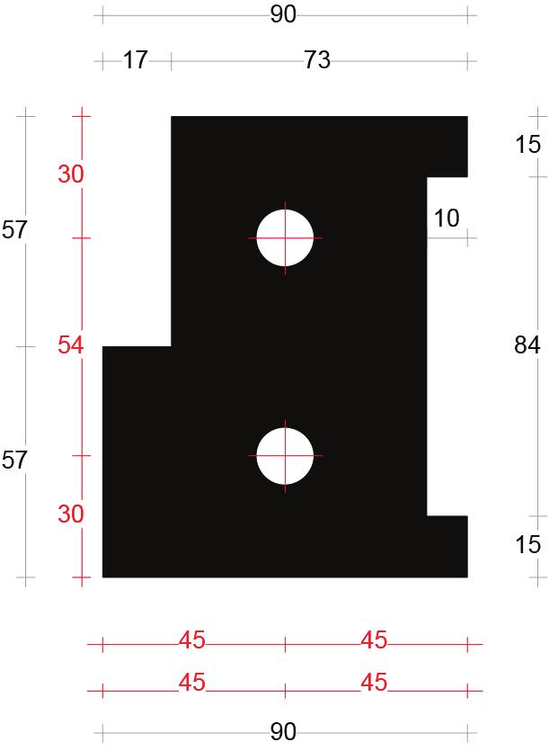 2045412 Tussenstijlneut 67mm art. 2045416 Neut rechts 67mm ¹ art.