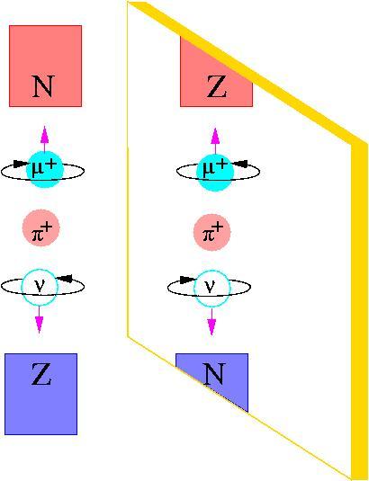 Spiegelsymmetrie Voor een magneet in de spiegelwereld zijn N-pool en Z-pool verwisseld We kunnen dit begrijpen wanneer we realiseren dat een magneet is opgebouwd uit ronddraaiende ladingen van de