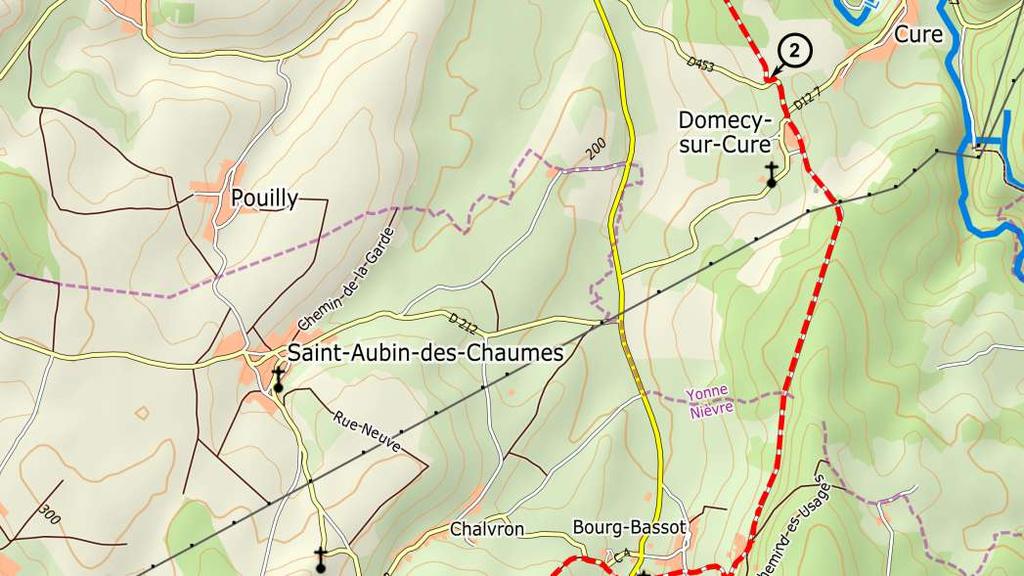 Km 20.8 Kruising met de D42 («Stop» en kruis).