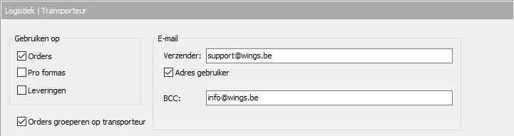 VOORAF 1.3. Instellingen Klik op Beheer Klik op Instellingen of Druk [Alt]+[E] Druk [Alt]+[I] 1.3.1. Transporteur Gebruiken op: Duid de verrichting aan waarop je een transporteur moet kunnen ingeven.