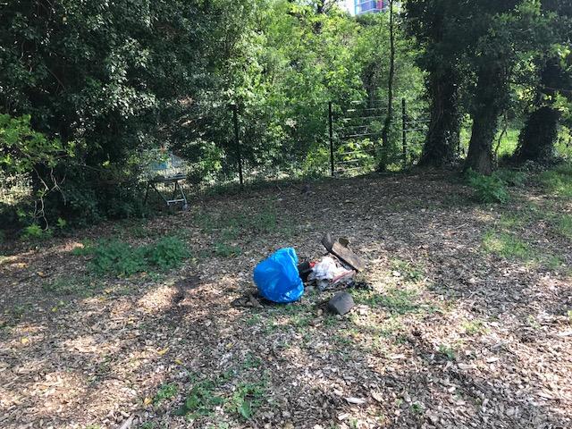 Uitwerpselen en condooms Afval zakjes en kaarsen Zwerf afval (boodschappen kar, slaapzak) en kampvuur Groen afval gedumpt, zandpad naar P Buurt omgeving van Eerste Oude Heselaan De Buurt bestaat uit