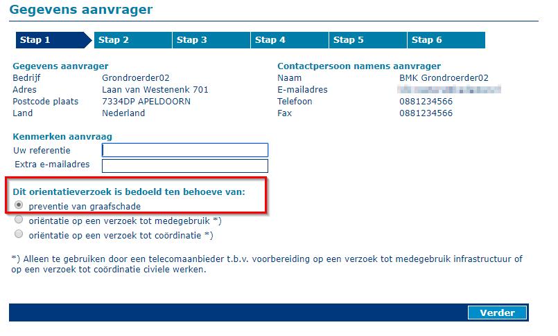 Toelichting en instructies: De gegevens van de contactpersoon zijn niet te wijzigen. Bij Uw referentie kunt u een werkordernummer, projectnummer of kostenplaatsnummer invoeren.