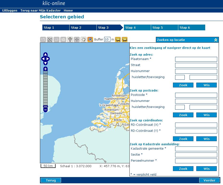 - Perceel Rechtsonder in de kaart vindt u een +. Door deze aan te klikken, wordt er meer kaartmateriaal getoond.