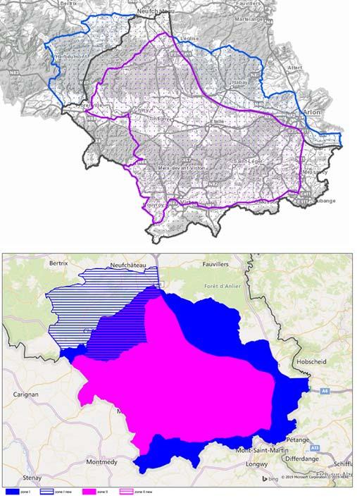 Figuur 1: Geografische locatie van de verschillende beheersgebieden van de Afrikaanse varkenspestepidemie in de Belgische wilde fauna.