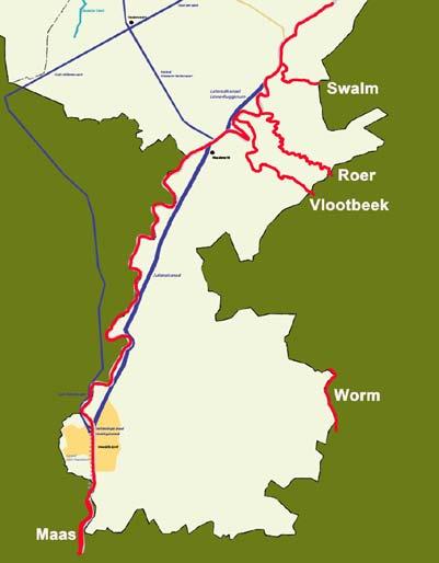 Figuur 3. Globale ligging van de geïnventariseerde beken in Nederlands Limburg. Position of the investigated rivers and streams in the Dutch province of Limburg.