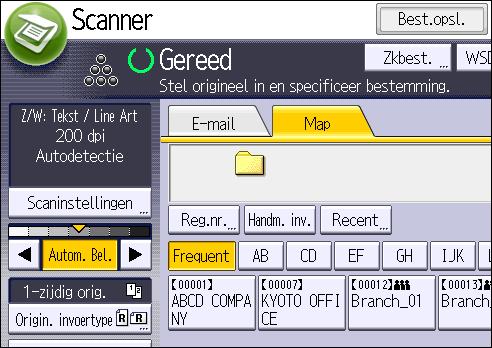 5. Scannen 1. Druk op de toets [Startpagina] op het bedieningspaneel. CUV108 2. Druk op het pictogram [Scanner] op het scherm.