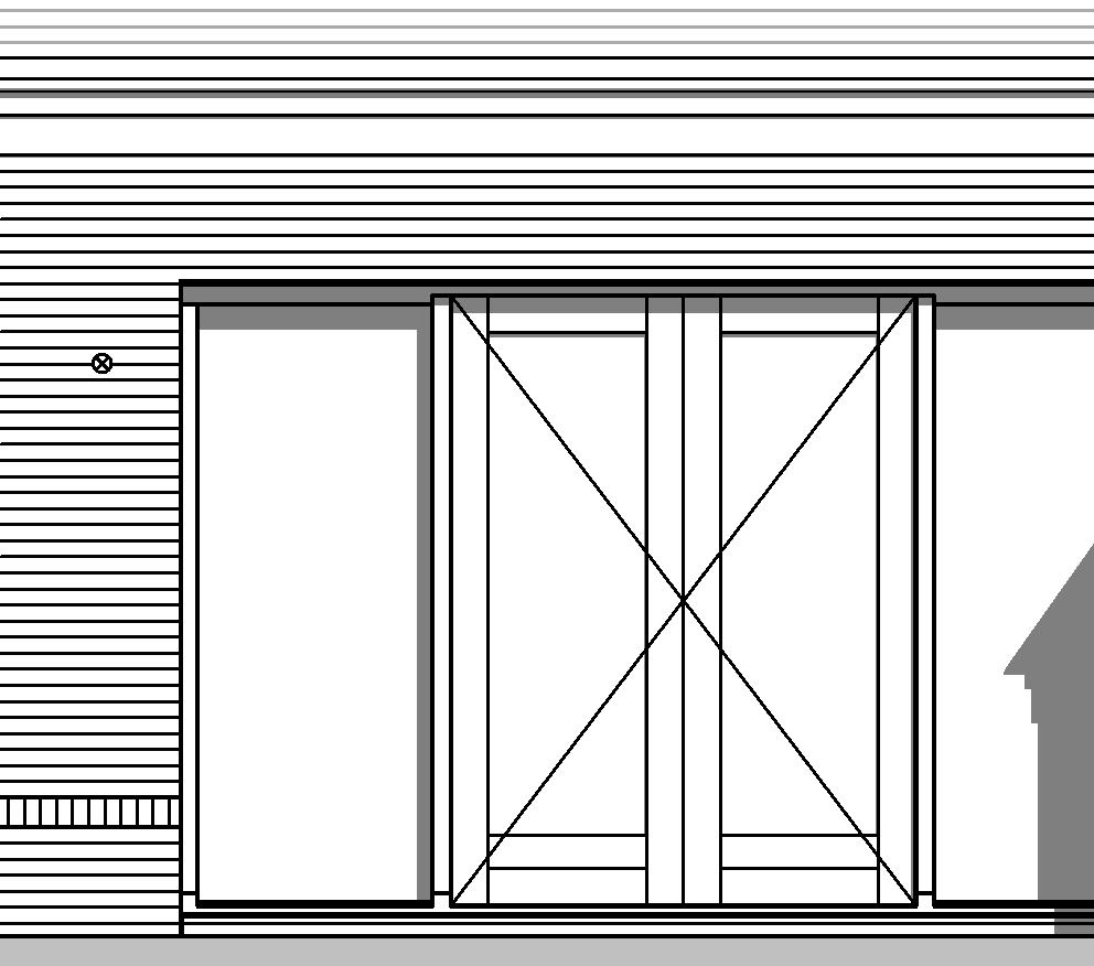 de achtergevel met zijlichten - buitendeur tussen woning en berging - uitbouw achtergevel 2400 mm¹ - dubbele deur