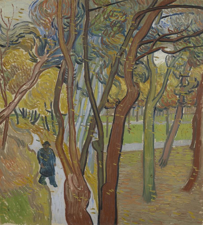 Vallende bladeren 1889 Vincent van Gogh Olieverf op doek 74x61cm Van Gogh vond net als Hockney het lijnperspectief niet zo belangrijk. Ze vonden de compositie, de vormen en kleuren belangrijker.