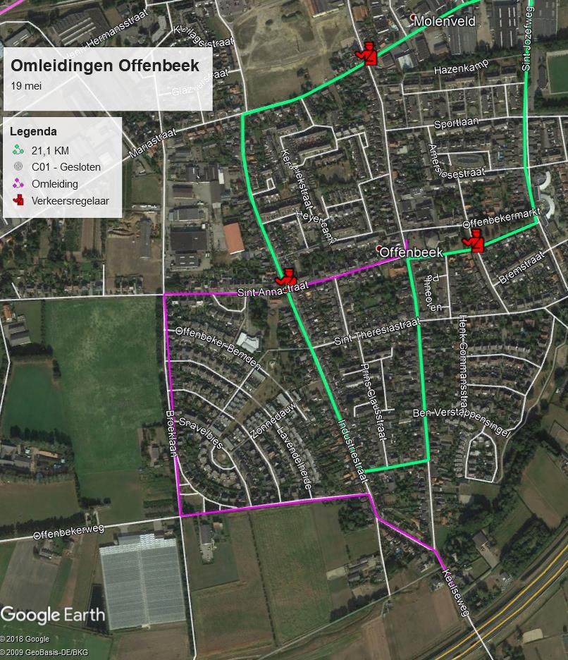 OMLEIDINGEN KERN OFFENBEEK In de kern offenbeek is 1 omleidingsroute ingesteld vanwege de ondernemers op de Keulseweg.