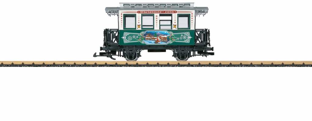 7G 24681 Spoorvrachtwagen. Model van een spoorvrachtwagen, zoals die vandaag nog deels op museumspoorwegen wordt gebruikt. Kerstmiskleuren en kerstvormgeving.