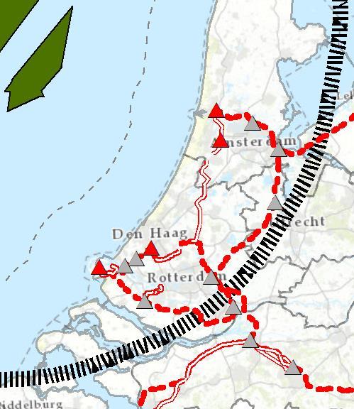 Hollandse Kust (west) Uitgangspunt: 1x 700 MW kabel Stippellijn