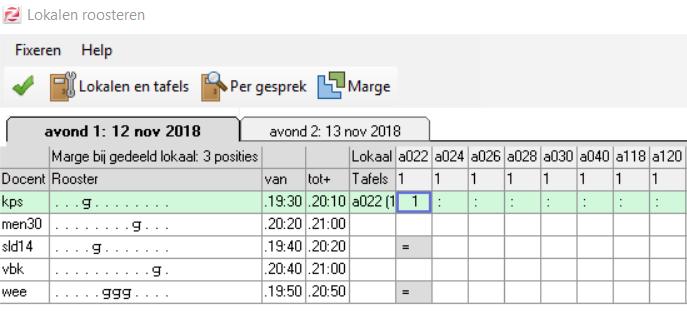 Doe dit voor alle docenten en alle dagen in uw ouderavondbestand. Alleen gesprekken die volledig geroosterd zijn (dus datum, tijd én lokaal) zijn straks te publiceren naar het portal.