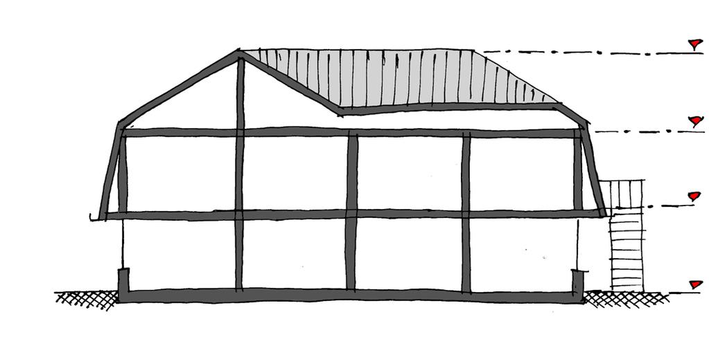 21 Kapvorm Het woongebouw is mede door zijn kapvorm en kleur metselwerk opgedeeld in twee stukken zodat het qua schaal goed past tussen de bestaande bebouwing.