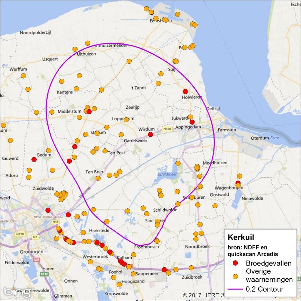 Regionale verspreiding Er zijn gegeven gegevens bekend over de regionale trend van de kerkuil in Groningen of het plangebied.