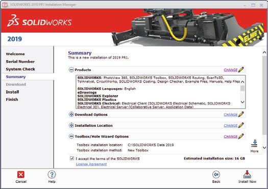 Klik daarvoor bij installation location en toolbox / hole wizard options op change om dit te wijzigen.