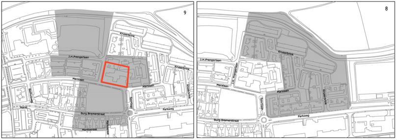 Afbeelding 2.2: Ligging Marsch-Kruserbrink west (links) en oost (rechts) (Bron: Masterplan Plus Centrum Hardenberg) 2.