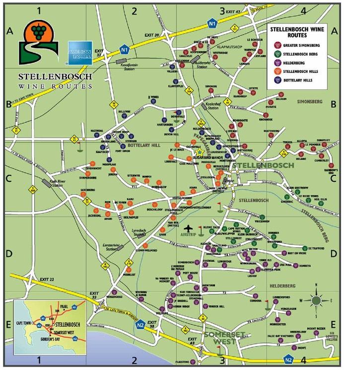 Overnachting in het hart van Stellenbosch. Een dag is natuurlijk niet genoeg om Stellenbosch te ontdekken.