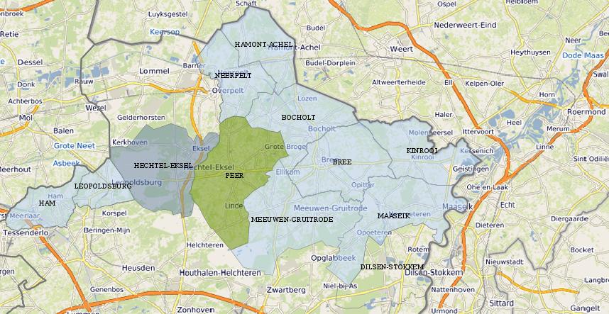 Visualisatie verzorgingsgebied uitzonderlijke goederen van