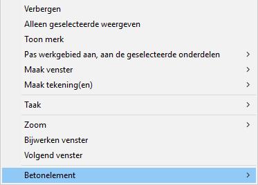 U beschikt over de volgende opties om onderdelen aan elkaar te koppelen: Toevoegen (beton aan beton) Toevoegen als sub-merk (staal/hout/diversen kwaliteit aan beton) Toevoegen als sub-merk