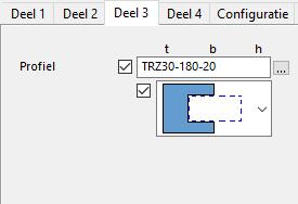 Gebruik de tabbladen in component Onderdeel op ligger (82) om veel voorkomende detaildoorsneden te combineren en op te slaan.