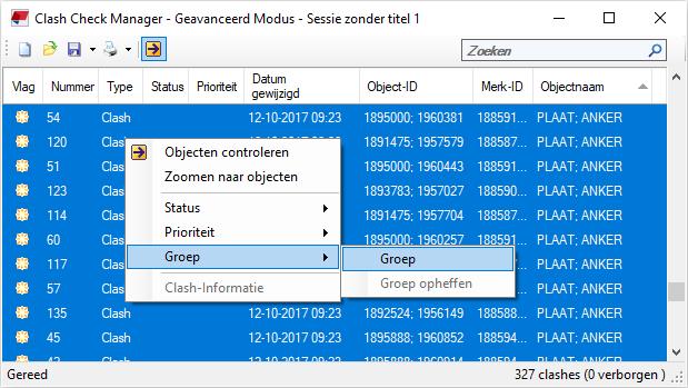 groepering van clashes opheffen met het commando Groep opheffen. U kunt ook gebruik maken van de zoekfunctie in de resultaten van clash checks.