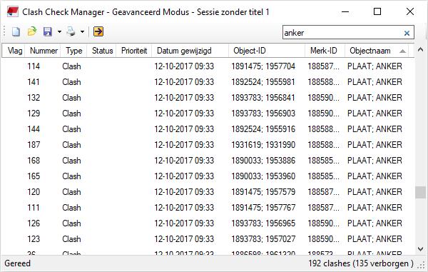 Clash check statussymbolen Clashes opsporen in het modelvenster De volgende symbolen worden gebruikt voor de status van een clash: Sym Status Beschrijving bool geen Actief De standaard status, de