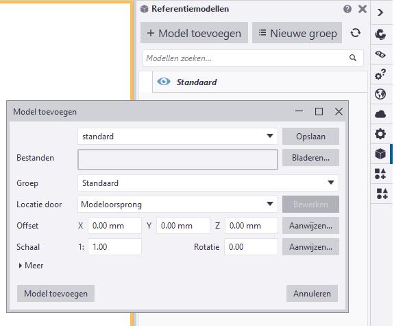 1.27Referentiemodellen gebruiken Een referentiemodel is een bestand dat dient als hulpmiddel (referentie) om profielen te kunnen modelleren in een Tekla Structures-model.