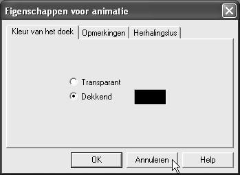 Bijlage Animation Shop 3 19 De ingestelde eigenschappen voor de animatie kunt u als volgt wijzigen: U ziet het venster Eigenschappen voor animatie: