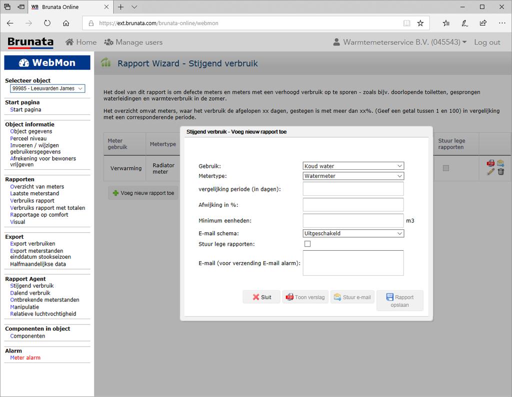 8 Rapport Agent Rapport Agent is een WebMon Plus tool die helpt de systemen en meters te monitoren.