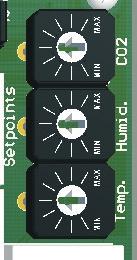 4.10 Om de Modbus settingen te resetten, plaats en houd gedurende 20 seconden de jumper op P2. (Zie Fig. 6 Modbus instellingen reset jumper.) Fig. 5 Setpunt trimmers Fig.