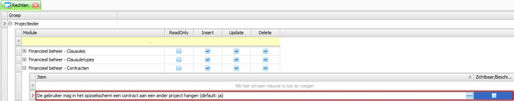 WIC-4151: Contracten: Rechtenitem voorzien zodat contracten niet meer verplaatst kunnen worden naar een ander project.