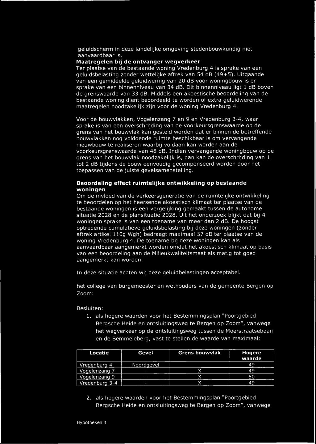 Uitgaande van een gemiddelde geluidwering van 20 db voor woningbouw is er sprake van een binnenniveau van 34 db. Dit binnenniveau ligt 1 db boven de grenswaarde van 33 db.