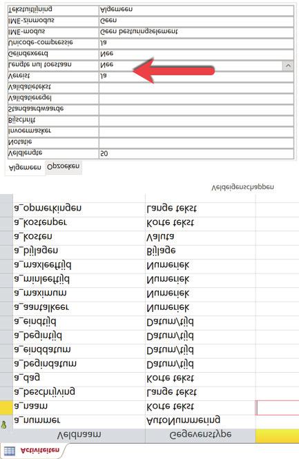 Het Complete Boek Access 2019 het veld a_naam in de tabel Activiteiten. Het is een beetje vreemd als een activiteit wordt opgevoerd die geen naam heeft.