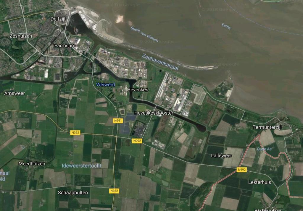 Figuur 8: Locatie van de pilot te Borgsweer, weergegeven als rode cirkel.