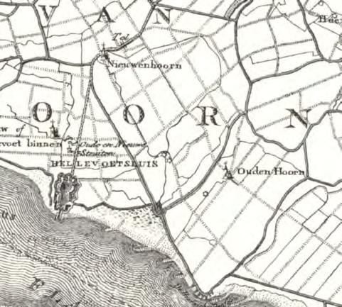 16 GEBIEDSVISIE HELLEVOETSLUIS ZUIDOOST Op een kaart uit 1815 is de historische polderstructuur duidelijk zichtbaar.