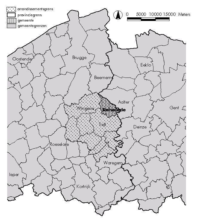 Ruimtelijke context De gemeente Ruiselede is gelegen in het oosten van de provincie West-Vlaanderen, grenzend aan Oost-Vlaanderen. De buurgemeenten zijn Wingene, Tielt, Beernem en Aalter.