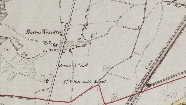 Het terrein is onbebouwd en wordt door verschillende percelen ingenomen. Ook op de Vandermaelenkaart omstreeks 1853 (Afb.