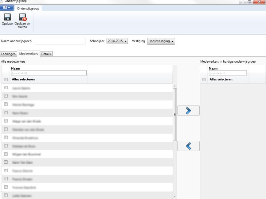 Om medewerkers aan onderwijsgroepen te koppelen, volgt u in LOGOS het pad: ADM Overzicht Onderwijsgroepen (Schermafbeelding 13.1 en 2) 2 1 Schermafbeelding 13. Onderwijsgroepen. Dubbelklik op de onderwijsgroep waaraan u medewerkers wilt koppelen.