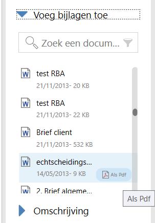 toevoegt, zal de functie als Pdf verschijnen wanneer u met de muis over de naam van het