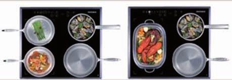 Kookplaten USP s Bridge AUTO Programs Met de Bridge functie maak je van 2 kookgedeeltes heel eenvoudig 1 groot kookgedeelte voor de grotere gerechten en pannen.